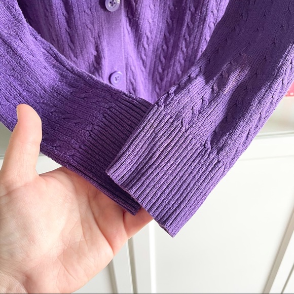 Laura Scott Petite Cable Knit Cardigan Sweater PM - Picture 6 of 16